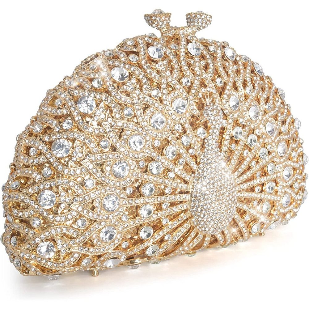 NWT Sparkling Bling Swarovski Crystal Rhinestone Peacock Clutch Bird Pur… - Picture 12 of 17